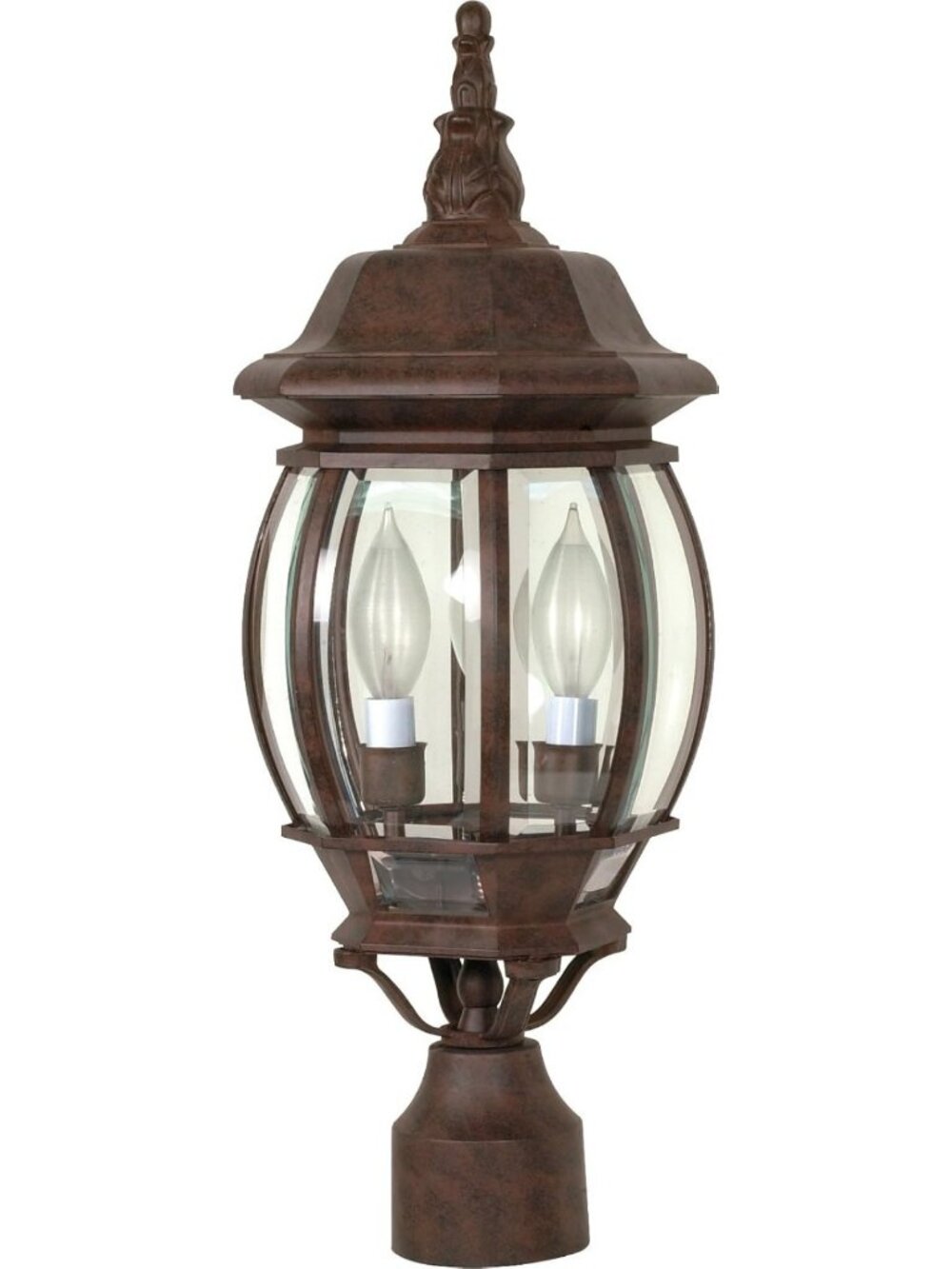 Elegant 3-Light Outdoor Post Lantern - Bronze Finish with Beveled Glass Design